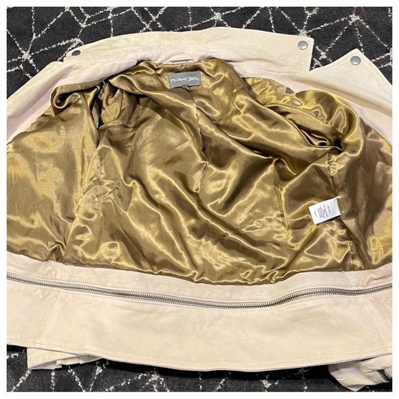 Michael Stars Goat Suede Moto Jacket Beige - Picture 9 of 12